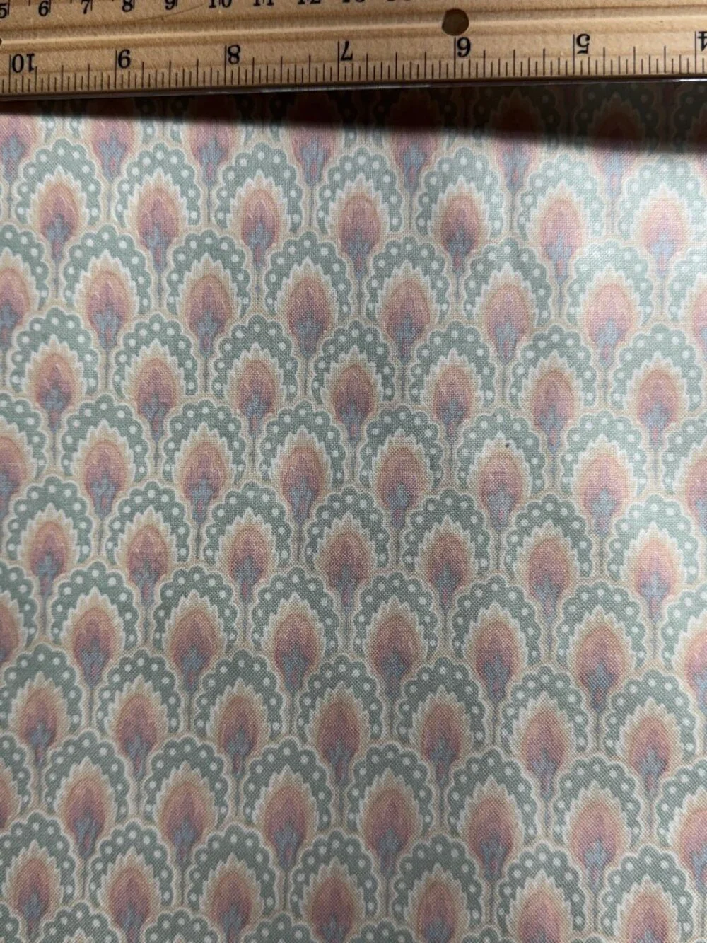 5 yards Vintage 1980's Decorator Fabric Pastel Blue Pink